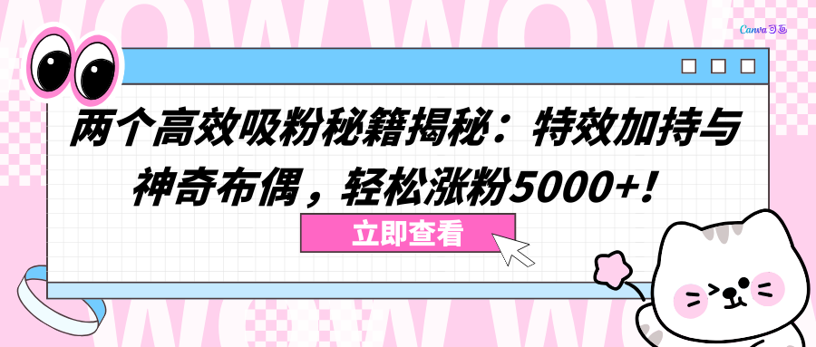 两个高效吸粉秘籍揭秘：特效加持与神奇布偶
