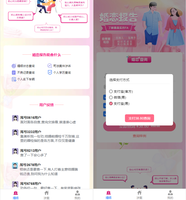 婚姻查询系统、个人企业案件涉诉案底查询系统网站源码