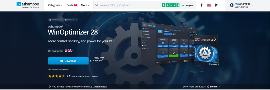 Ashampoo WinOptimizer 28 免费领(原价 $50),兑换码 WO28-FREE