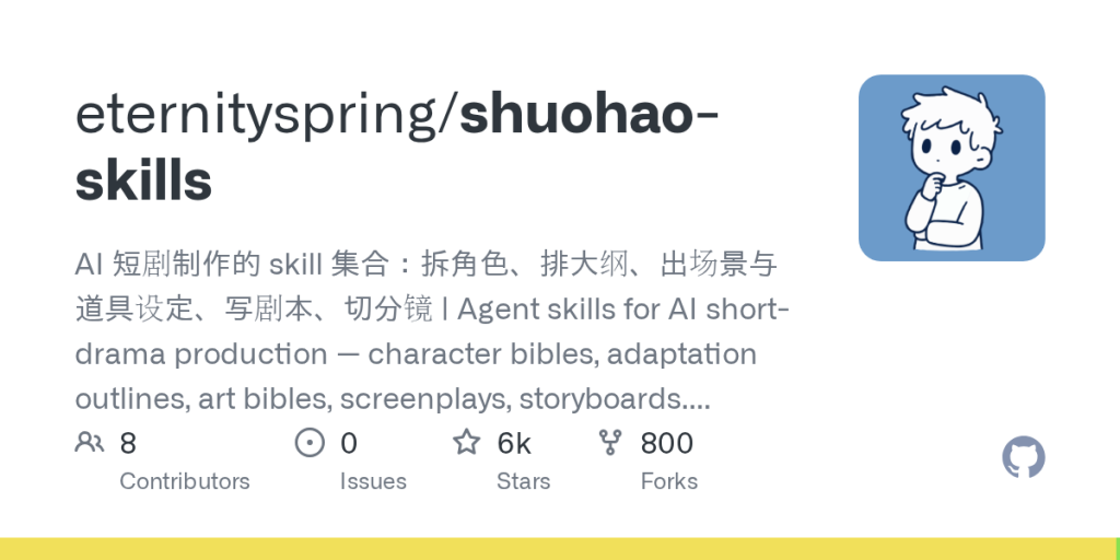 AI 短剧最难的是前后对不上人?shuohao-skills:5738 星的短剧制作技能包