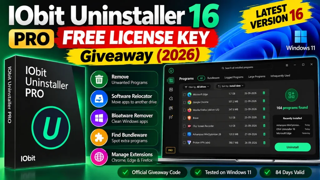 IObit Uninstaller 16 Pro 半年免费：官方授权码直领，有效期至 2027-04-01