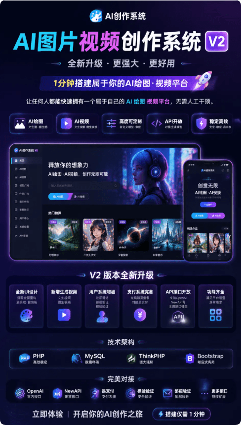 【全网首发】AI图片视频创作系统V2版本